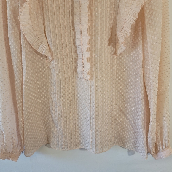 Reiss Taylor Pink Ruffle Blouse 6 Silk Blend Victorian Quite Luxury Minimalist - Picture 7 of 12